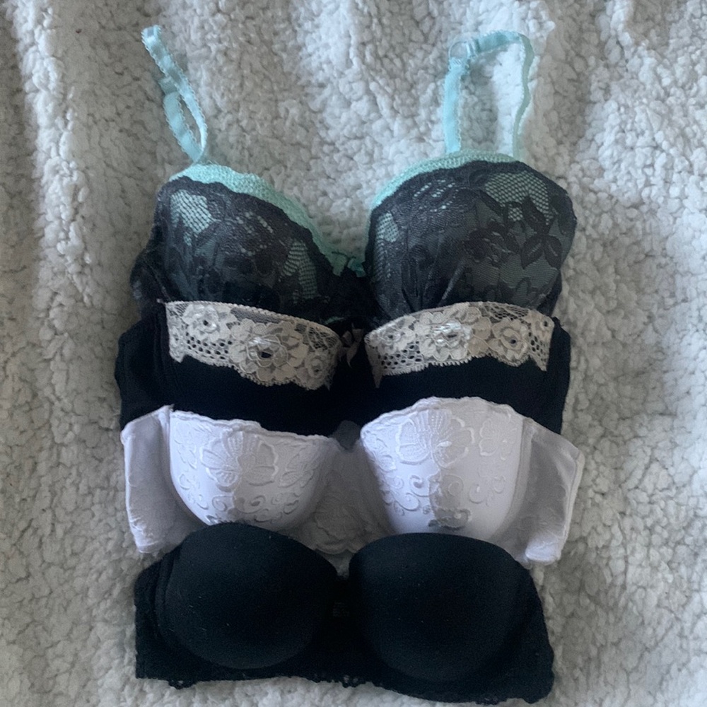 Bundle 4 used bras. 1 strap 3 strapless